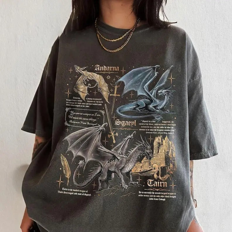 Fourth Wing Dragon Comfort Colors Shirt, Tairn & Andarna TShirt, Basgiath War College Tee, Dragon Rider Shirt, Bookish...