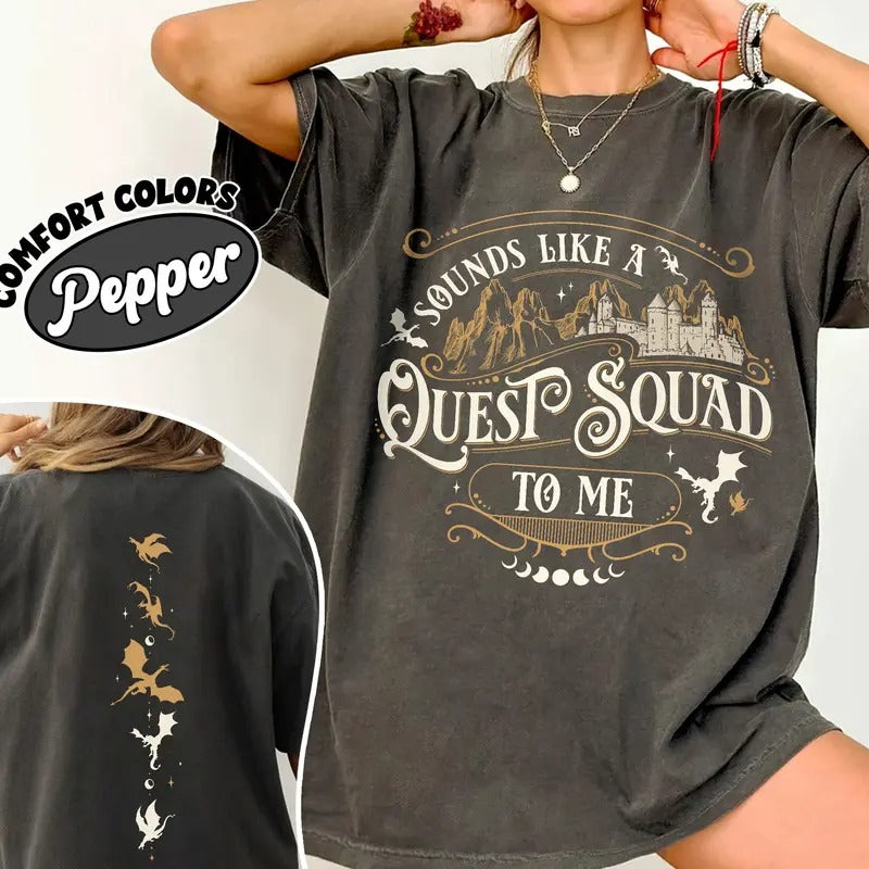 Fourth Wing Quest Squad Comfort Colors Shirt, Ridoc Dragon Rider T Shirt, Onyx Storm Riorson House Tee, Gift For Book...