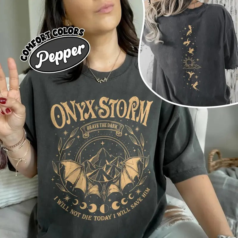 Fourth Wing Series T-Shirt, Onyx Storm Brave The Dark Sweater, Fourth Wing Dragon Rider Tee Shirt, Xaden Riorson Shirt,...