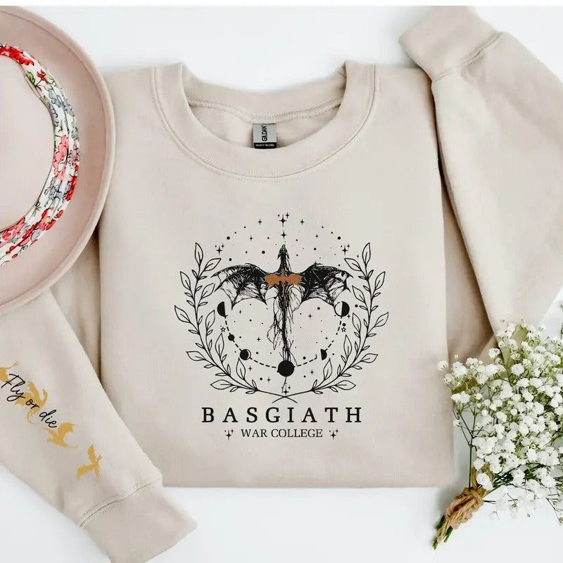 Fourth Wing Print Sleeve Basgiath War College Dragon Rider Shirt Riders Quadrant Fantasy Reader Bookish T-Shirts, Hoodie, Sweatshirt