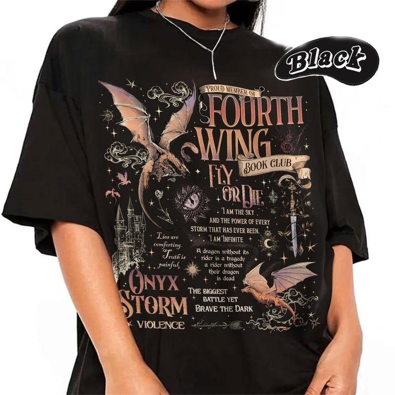 Fourth Wing T-Shirt | Dragon Rider Shirt | Basgiath War College | Violet Sorrengail | Violent Little Thing, Bookish Gift...