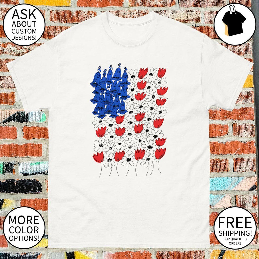 Fourth of July Foxglove Daisy Tulip No Words Subtle F Trump USA 250 Birthday shirt