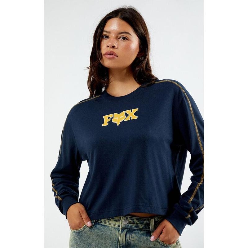 Fox Women's Long Sleeve Cropped T-Shirt Hoodie, Sweatshirt | PrintMintTees.com