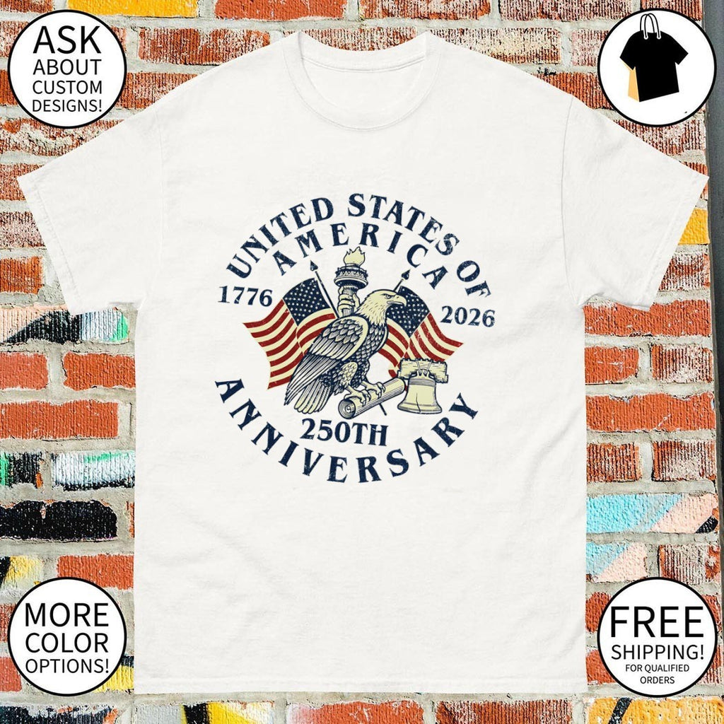 United States of America 250th Anniversary 1776 2026 Eagle Liberty Bell flag shirt