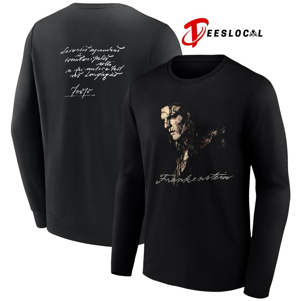 Frankenstein portrait graphic text shirt