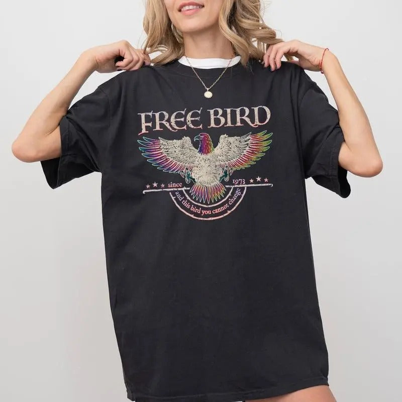 Free Bird Shirt, Comfort Colors Band TShirt, Old School Band T-shirt, Retro Music Shirt, Rock Band Tee, Women's Crew...