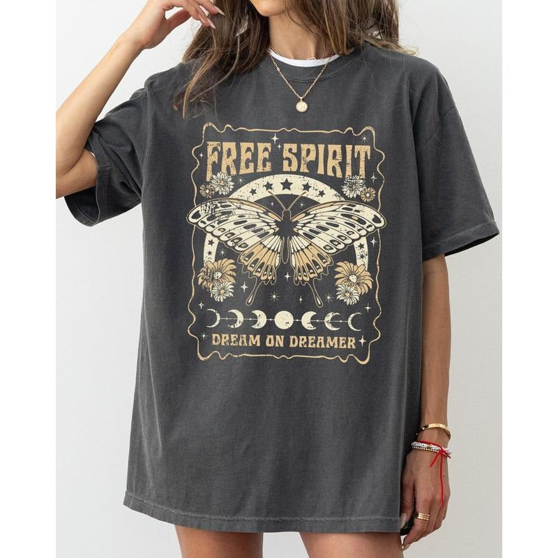 Free Spirit Dream Dreamer Hippie Psychedelic Butterfly Comfort Color T-Shirts, Hoodie, Sweatshirt