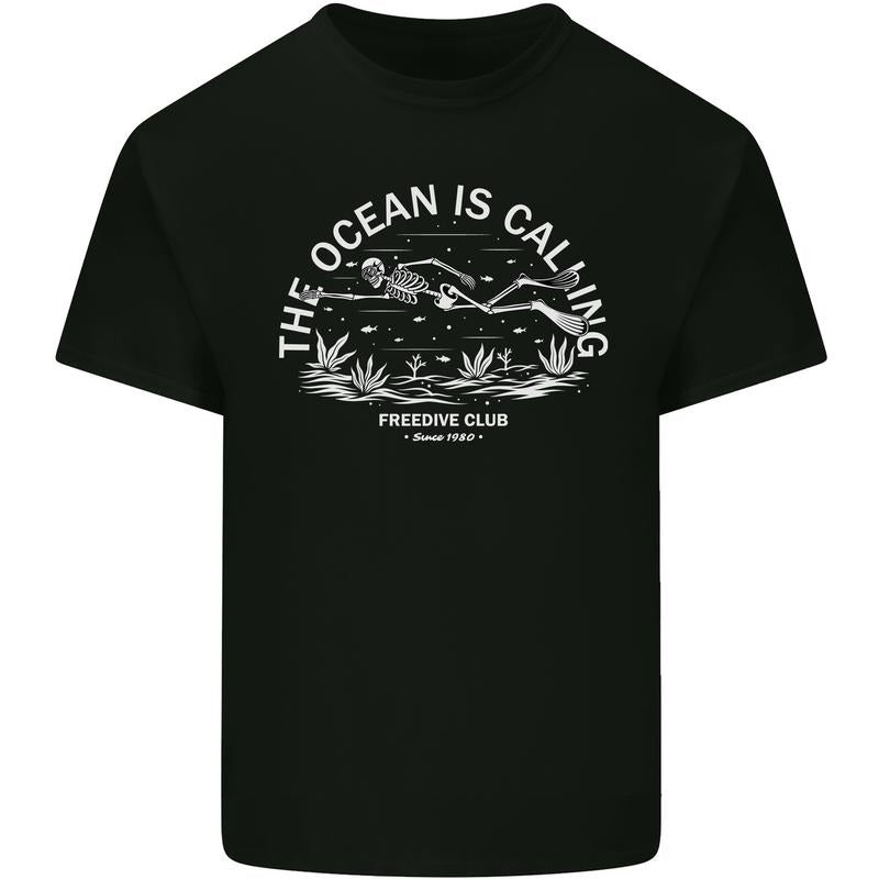 Freediving Funny Skull Scuba Diving Diver Mens Cotton T-Shirt Tee Top Made in USA Hoodie Sweatshirt | PrintMintTees.com