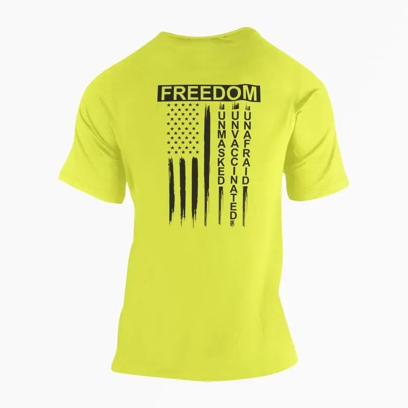 Freedom Unmasked Unvaccinated Unafraid High Vis Shirt Hoodie, Sweatshirt | PrintMintTees.com