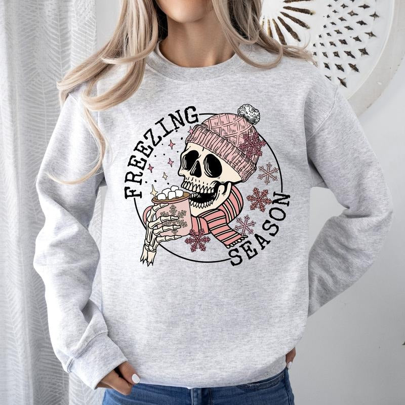 Freezing Season Skeleton Winter Cold Shirt Hoodie Sweatshirt