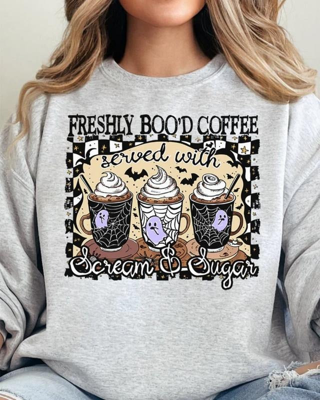 Freshly Boo'd Coffee Heavy-weight Crew Sweatshirt FALL NURSING Shirt Hoodie | PrintMintTees.com