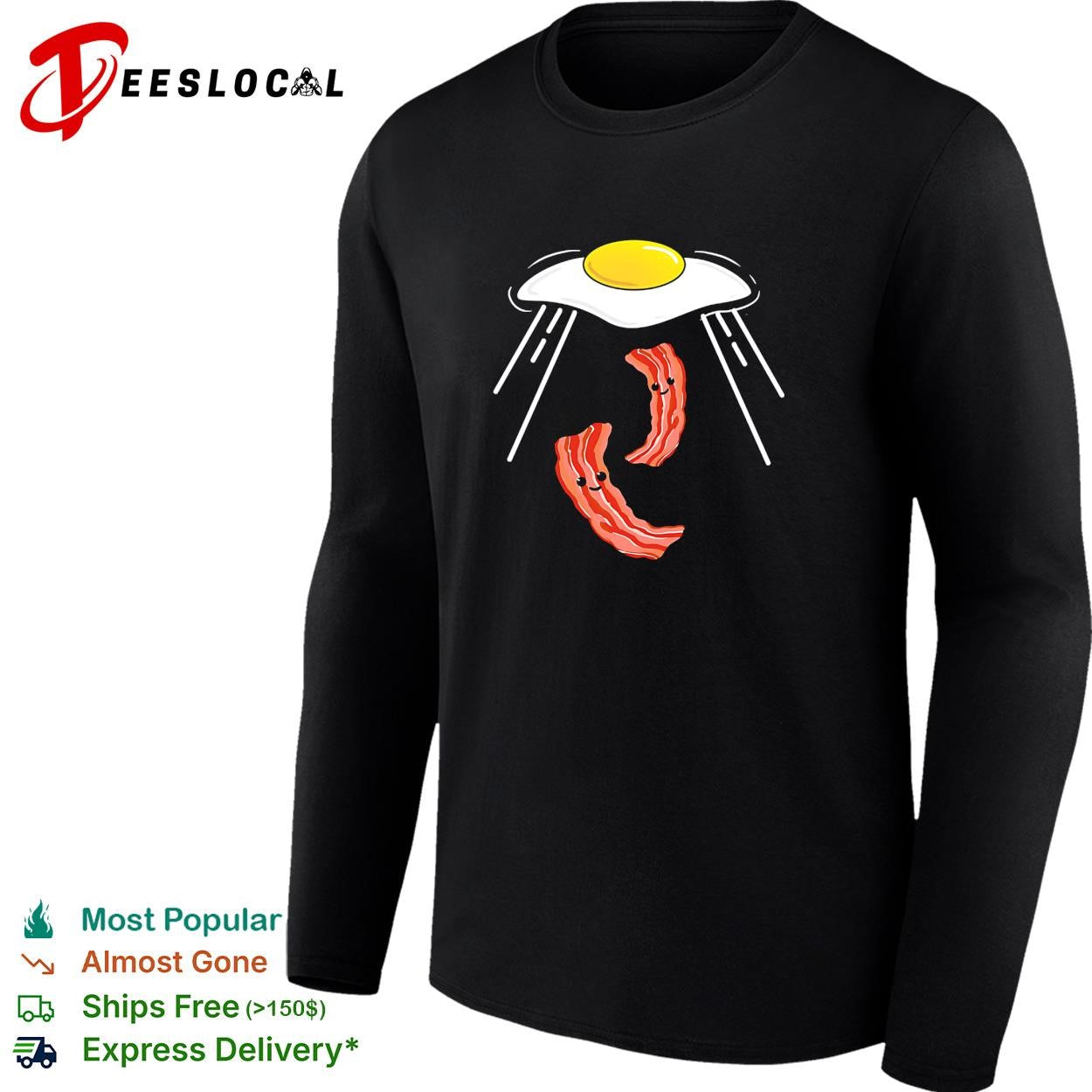 Fried egg alien abduction bacon strips shirt