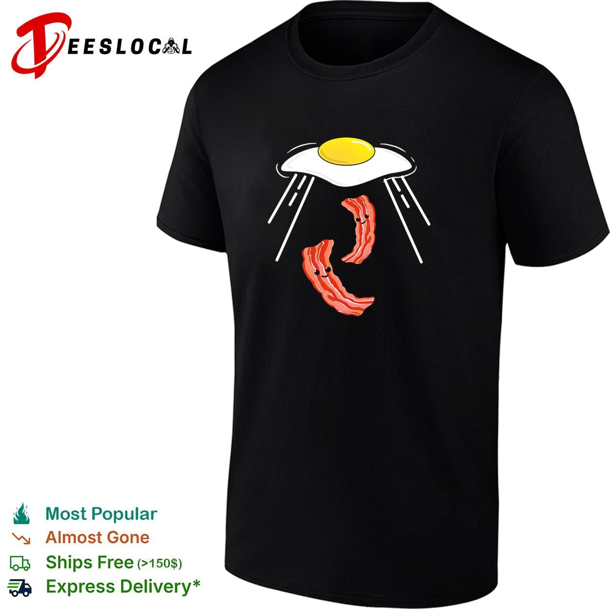 Fried egg alien abduction bacon strips shirt
