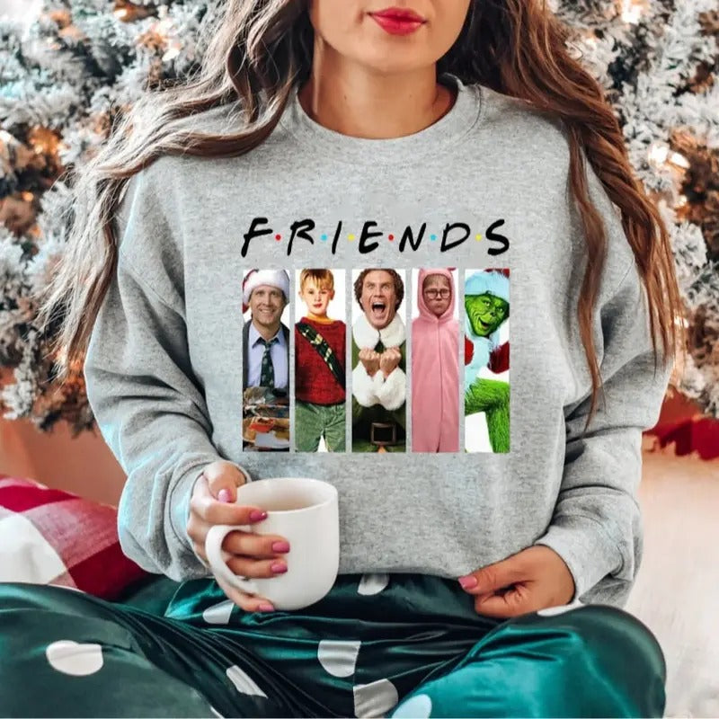 Friends Christmas Movie Sweatshirt, Christmas Movies Watching T-Shirt, Christmas Friends Tee Shirt, Christmas Gift Idea...