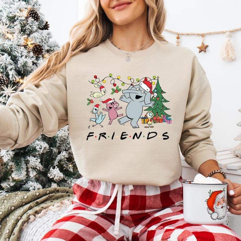 Friends Christmas Sweatshirt, Elephant And Piggie Christmas T-shirt, Bookish Christmas Tee, Book Lover Gifts, Teacher...