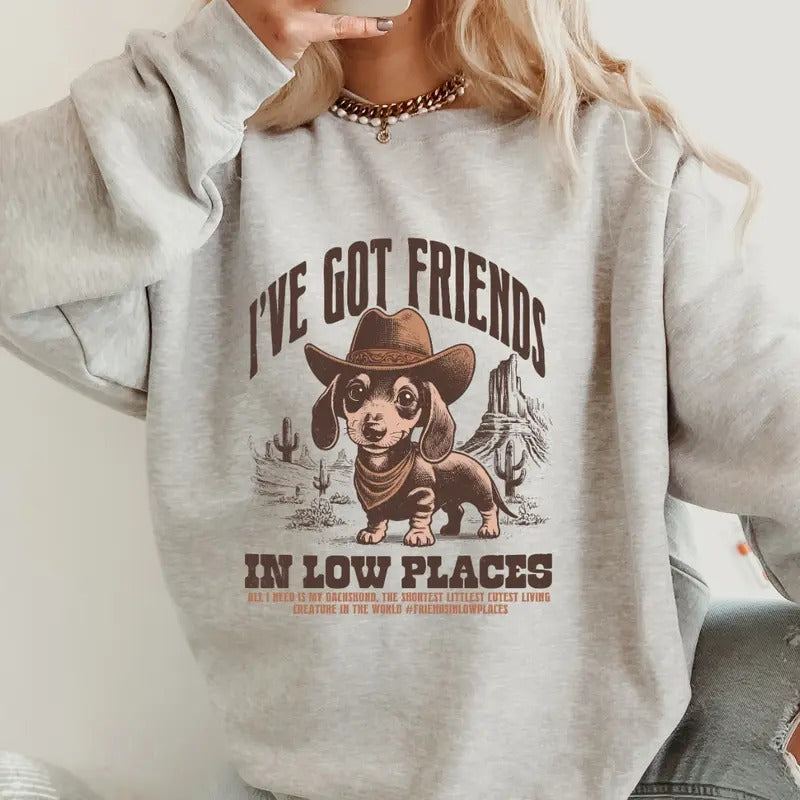 Friends in Low Places Crewneck ~ Sweatshirt Unisex Apparel Relaxed Fit Printed in the USA Clothing Womenswear Casual and...