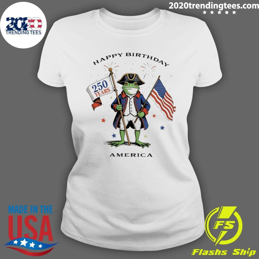 Frog Happy Birthday America 250 Years Meme Shirt