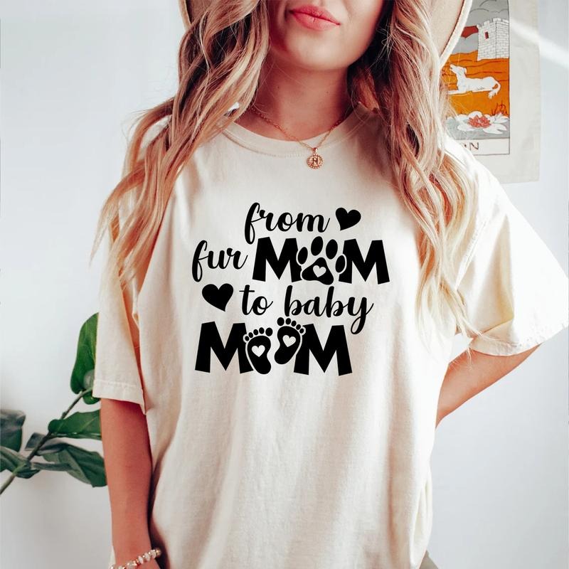 Fur Mom Baby Mom Pregnant Shirt Pregnancy Reveal Pregnant Announcement T-Shirts, Hoodie, Sweatshirt