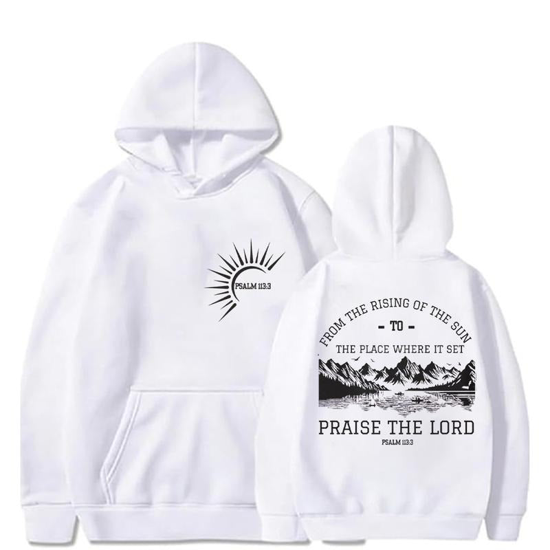 From The Rising Of The Sun Hoodie Praise The Lord 2 Sided Graphic Casual Street Fabric Pullover Hooded Sweatshirt Trendy...