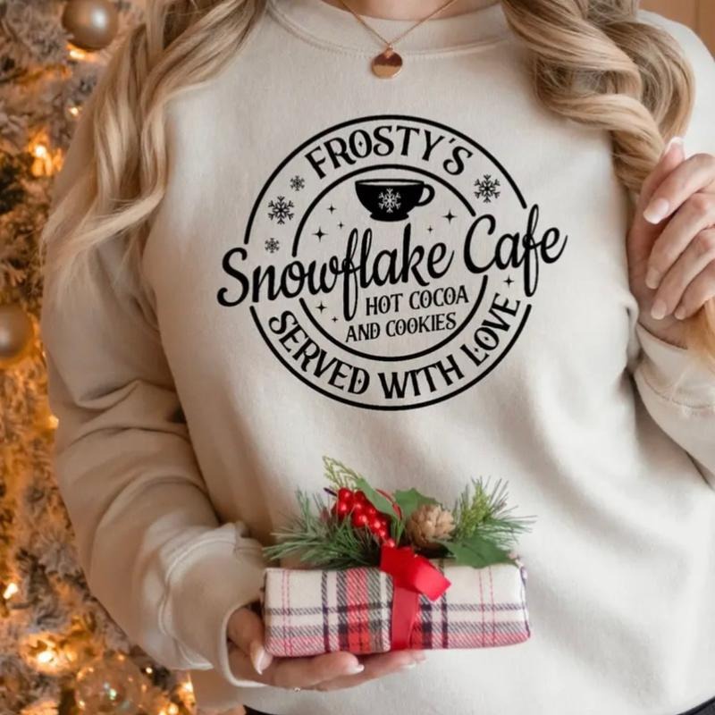 Frostys Snowflake Cafe Crewneck Sweatshirt T-Shirts, Hoodie | PrintMintTees.com