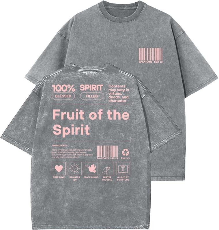 Fruit Of The Spirit Unisex Washed T-Shirt, Christian t shirts, Vintage 90s Graphic Tee, Gift Top Womenswear Cotton...