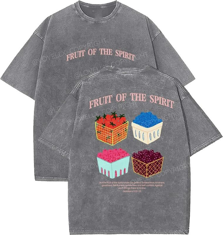 Fruit Of The Spirit Unisex Washed T-Shirt, Christian t shirts, Vintage 90s Graphic Tee, Gift Top Womenswear Cotton...