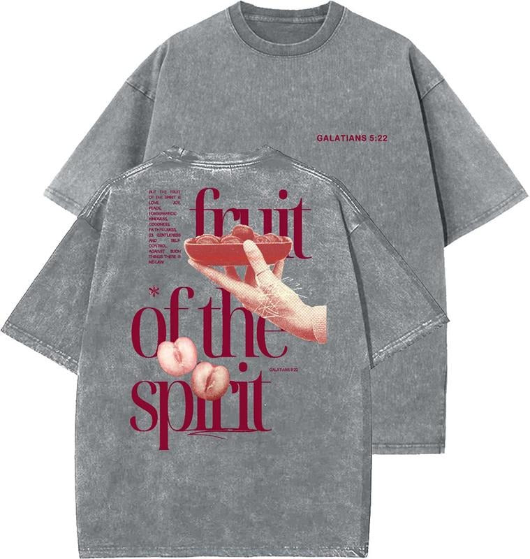 Fruit Of The Spirit Unisex Washed T-Shirt, Christian t shirts, Vintage 90s Graphic Tee, Gift Top Womenswear Cotton...