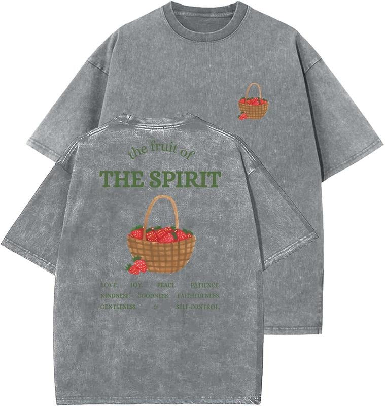 Fruit Of The Spirit Unisex Washed T-Shirt, Christian t shirts, Vintage 90s Graphic Tee, Gift Top Womenswear Cotton...