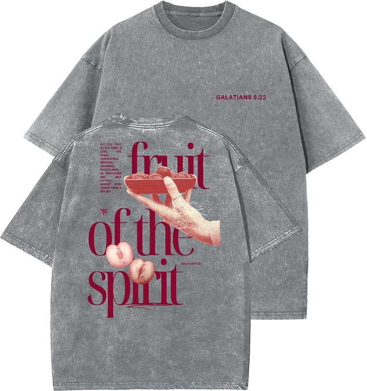 Fruit Spirit Washed Christian T Shirts Vintage 90s Top Womenswear Cotton Mineral Colorstyle{N002}7 Shirt Hoodie Sweatshirt