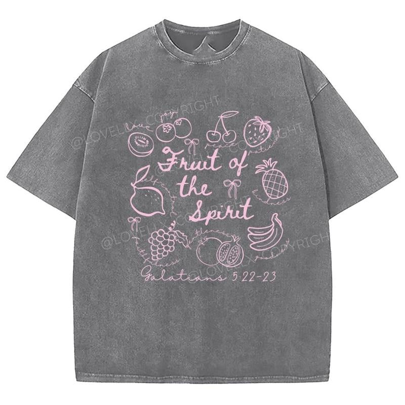 Fruit Of The Spirit Unixes Washed T-Shirt, Christian Jesus  t shirts, Vintage 90s Graphic Tee Gift Cotton Top, Mineral...