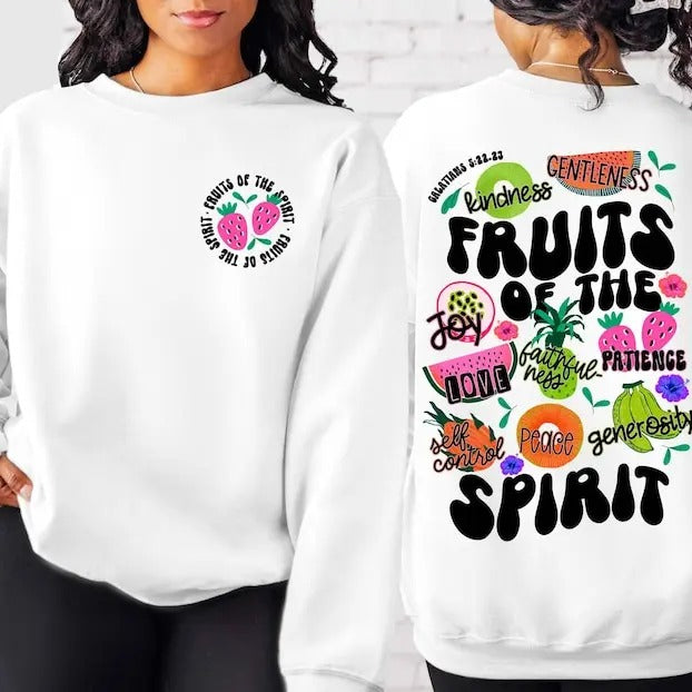Fruit of the Spirit Sweatshirt, Christian Sweatshirt, Fruit Sweatshirt, Bible Verse Sweatshirt, Scripture Sweatshirt...