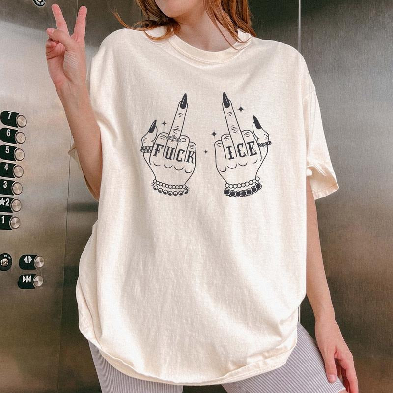 Fuc*k Ice Middle Fingers Unisex Comfort Colors Tee, An.ti Ice Shirt, Anti Trump, Protect Immigrants, Chinga La Migra, No...