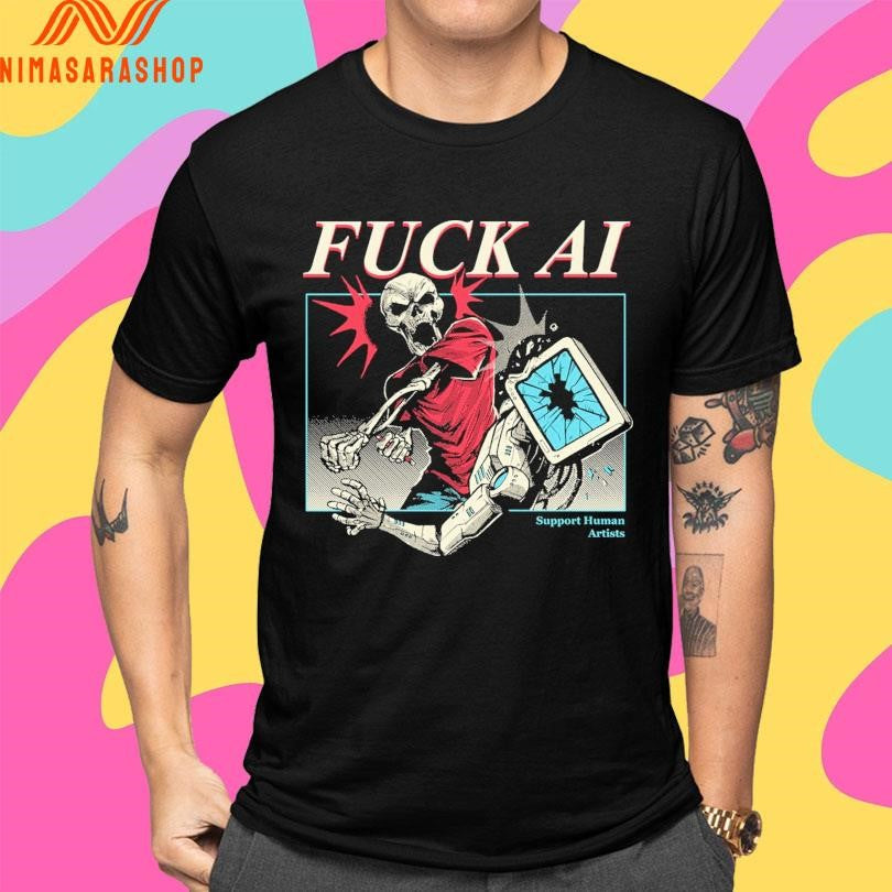 Fuck Ai Support Human Artists Do Your Part Skeleton Shirts