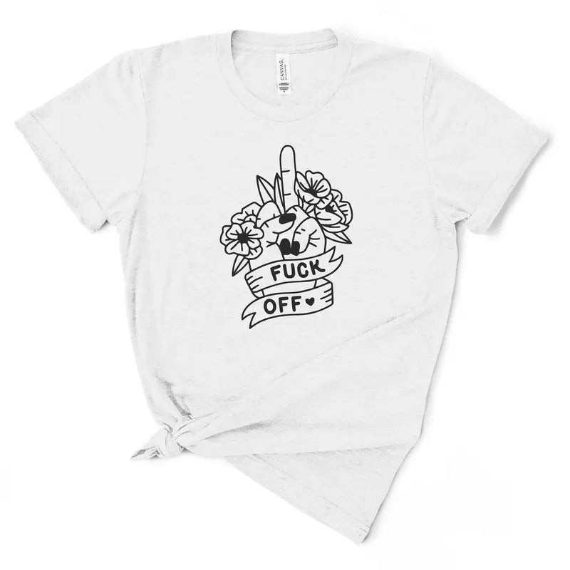 Fuck Off Floral Middle Finger TShirt Hoodie Sweatshirt | PrintMintTees.com