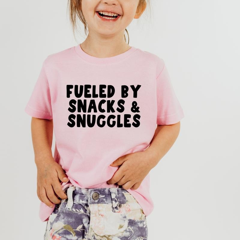 Fueled By Snacks & Snuggles, Toddler T-Shirts & Baby Bodysuits, Graphic Infant Clothes, Cute Baby Shower Gift, Trendy...