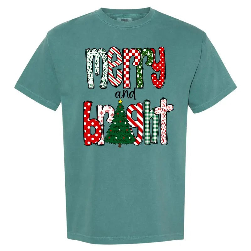 Fun Pattern Merry & Bright Comfort Colors T-Shirt 'NLB' Hoodie, Sweatshirt | PrintMintTees.com