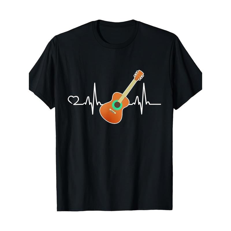 Fun guitar heartbeat guitarist instrument design T-shirt Made in USA Hoodie Sweatshirt | PrintMintTees.com