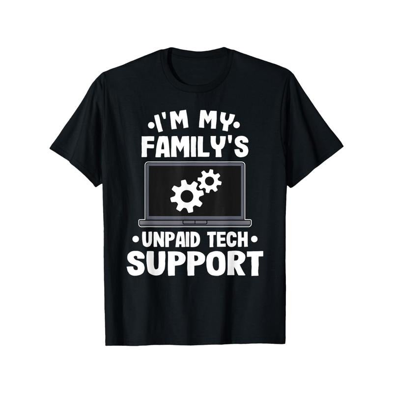 Funny 'Family's Unpaid Tech Support' Cotton T-Shirt for Men