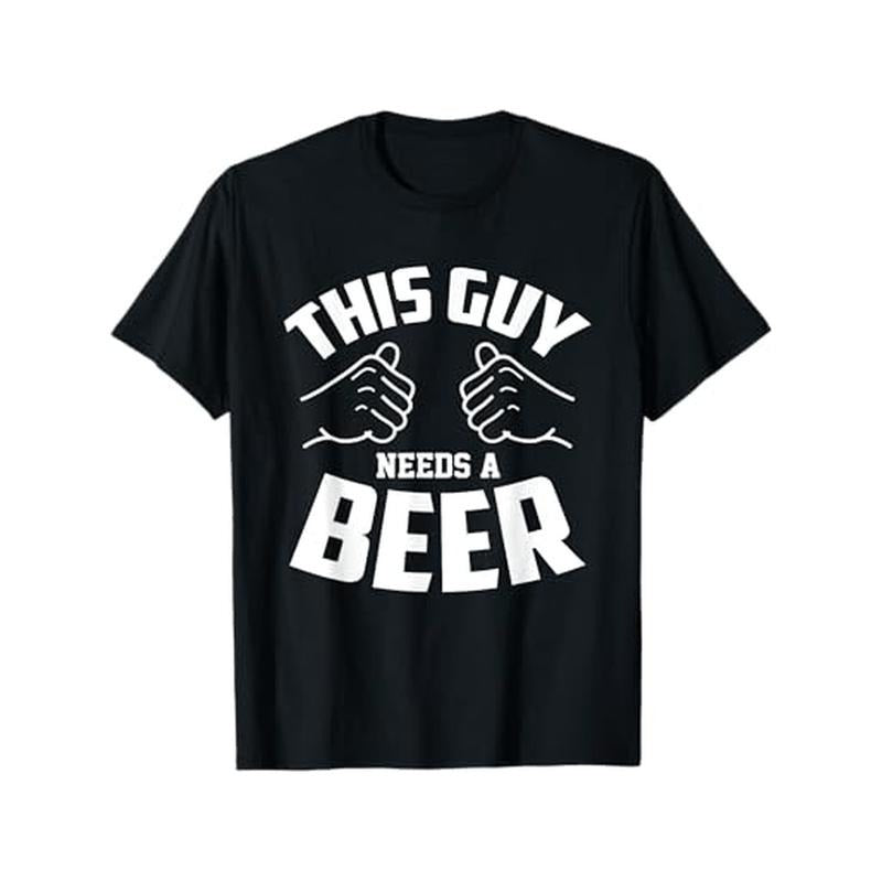 Funny 'This Guy Needs Beer' Graphic Tee - 100% Cotton, Breathable & Soft, Perfect for Summer Outdoors - Men's Casual...