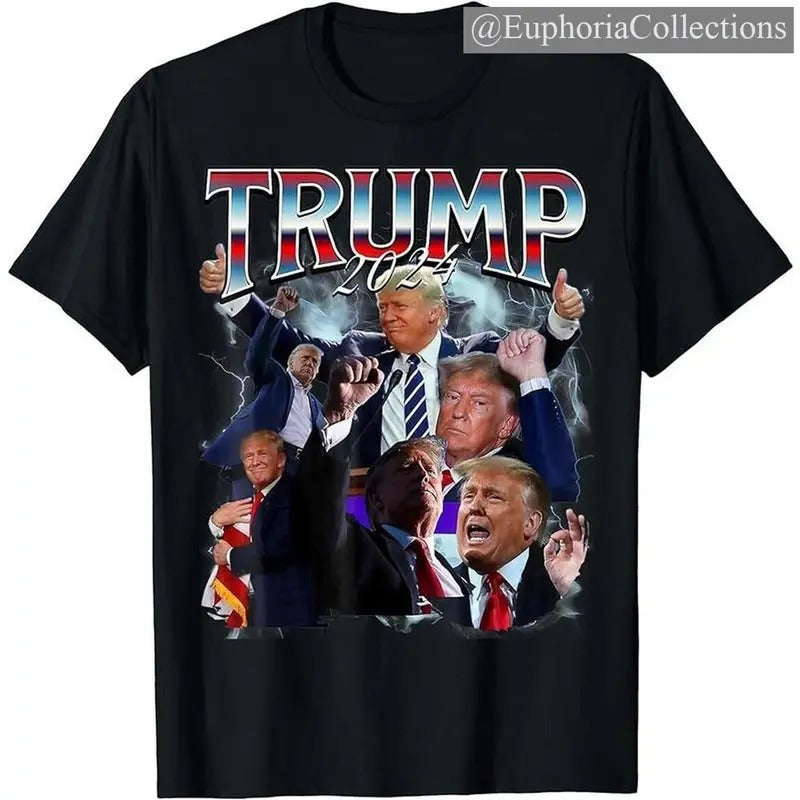 Funny #Trump 2024 Campaign 90s Trendy Bootleg Style Men Women T-Shirt, Gift Trending , Retro Chic Tee Hoodie Sweatshirt