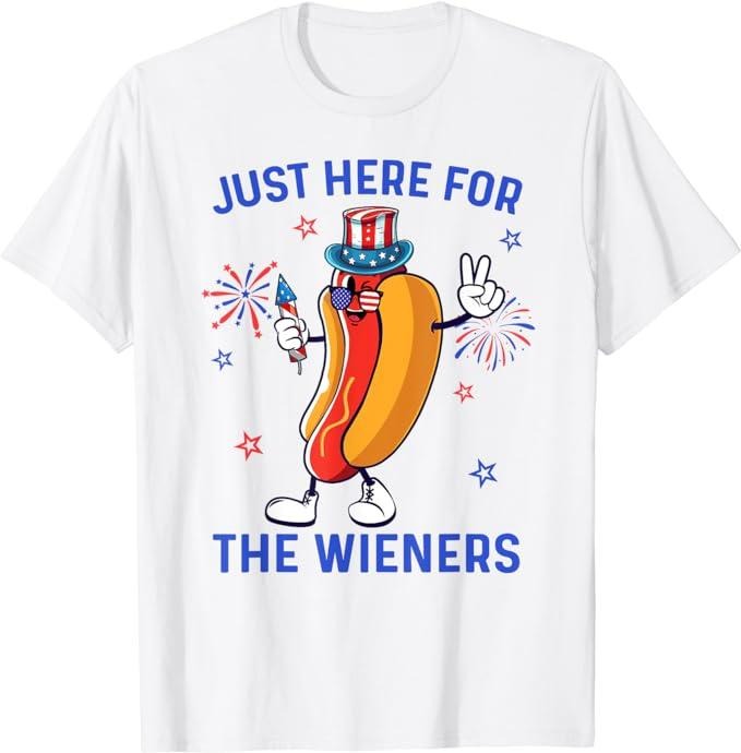 Funny 4th July Shirts 4th July Wieners USA American Flag Patriotic Menswear Top Casual Cotton Basic T-Shirts, Hoodie, Sweatshirt