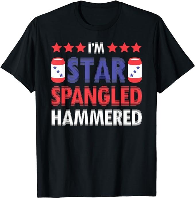 Funny 4th of July Shirts For Men, Beer Drinking Drinker Alcohol Funny 4th of July Hammered T-Shirt Menswear Top Casual...