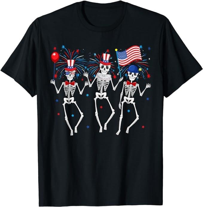 Funny 4th of July Shirts For Men, Dancing Skeletons 4th of July Funny Independence Day T-Shirt Menswear Top Hoodie,...