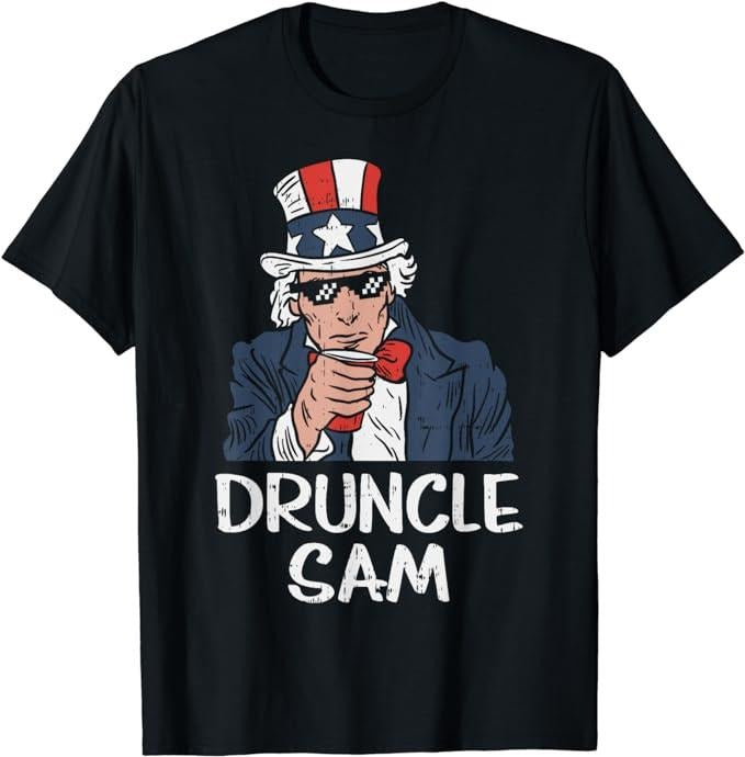 Funny 4th of July Shirts For Men, Druncle Sam Funny Uncle Sam Beer 4th Of July Party Drinking T-Shirt Menswear Top Hoodie...