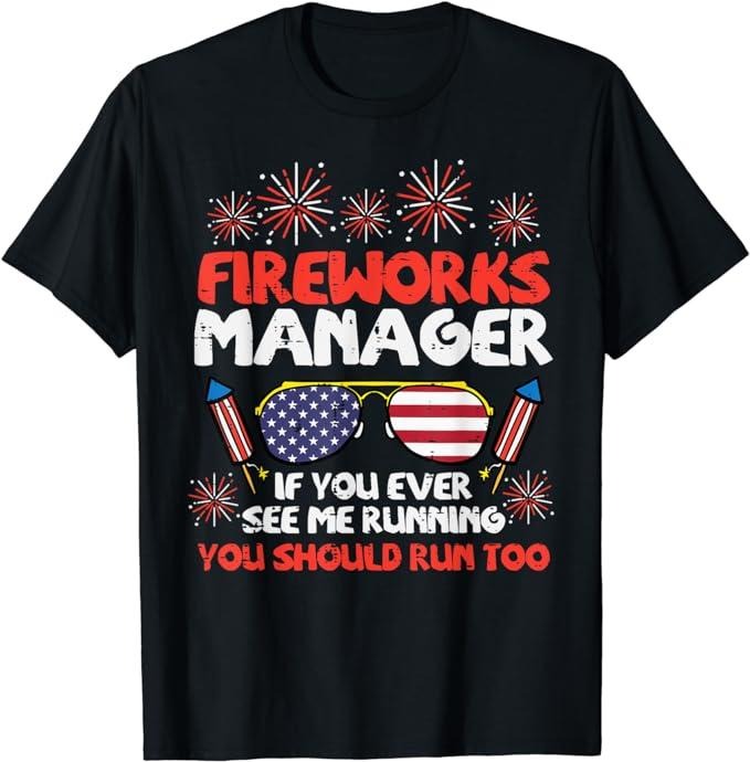 Funny 4th of July Shirts For Men, Fireworks Director Run Funny Fourth Of July 4th T-Shirt Menswear Top Casual Cotton...