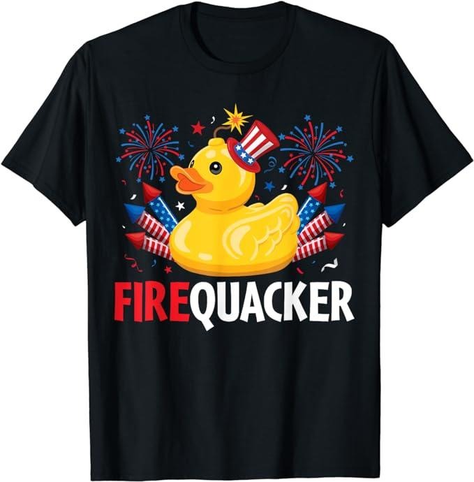 Funny 4th of July Shirts For Men, Funny Firecracker Duck 4th of July T-Shirt Menswear Top Casual Cotton Basic Fashion...