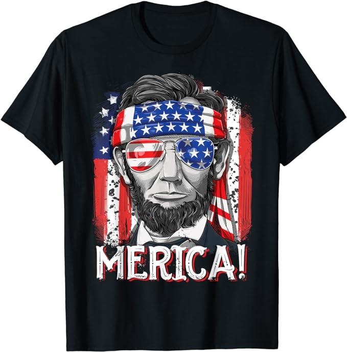 Funny 4th July Shirts Lincoln 4th July Merica Abe American Flag Menswear Top T-Shirts, Hoodie, Sweatshirt