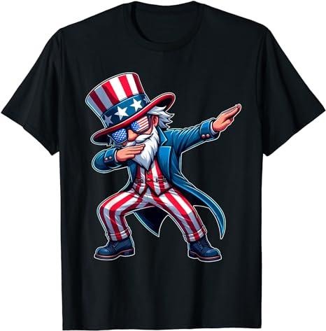 Funny 4th of July Shirts For Men, Patriotic Dabbing Uncle Sam USA 4th of July T-Shirt Menswear Top Casual Cotton Basic...