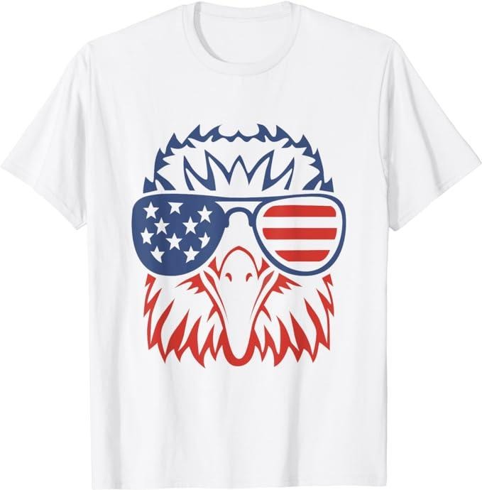 Funny 4th of July Shirts For Men, Patriotic Eagle 4th of July USA American Flag T-Shirt Menswear Top Casual Cotton Hoodie...