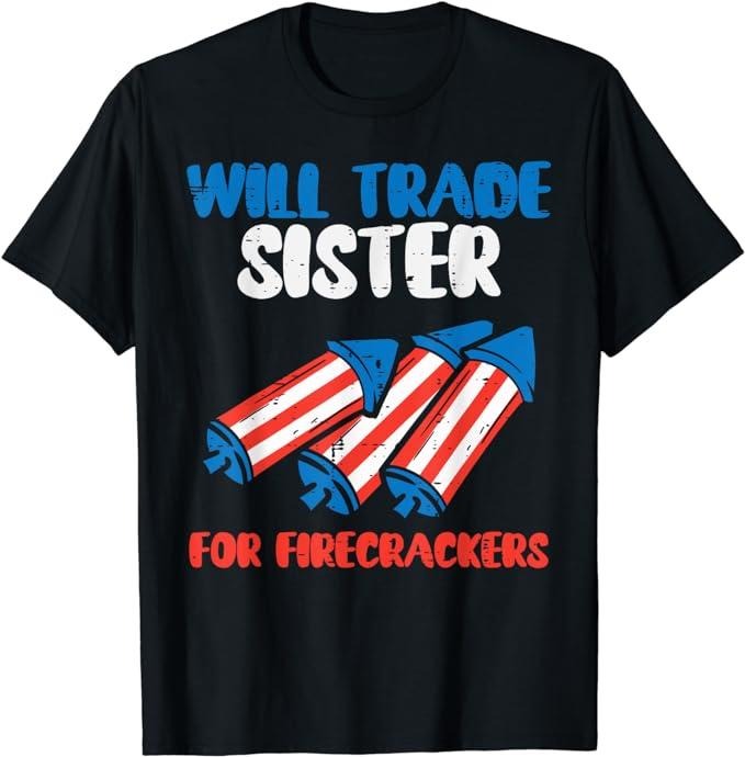 Funny 4th July Shirts Trade Sister Firecrackers Funny 4th July Menswear Top Casual Cotton Shirt Hoodie Sweatshirt